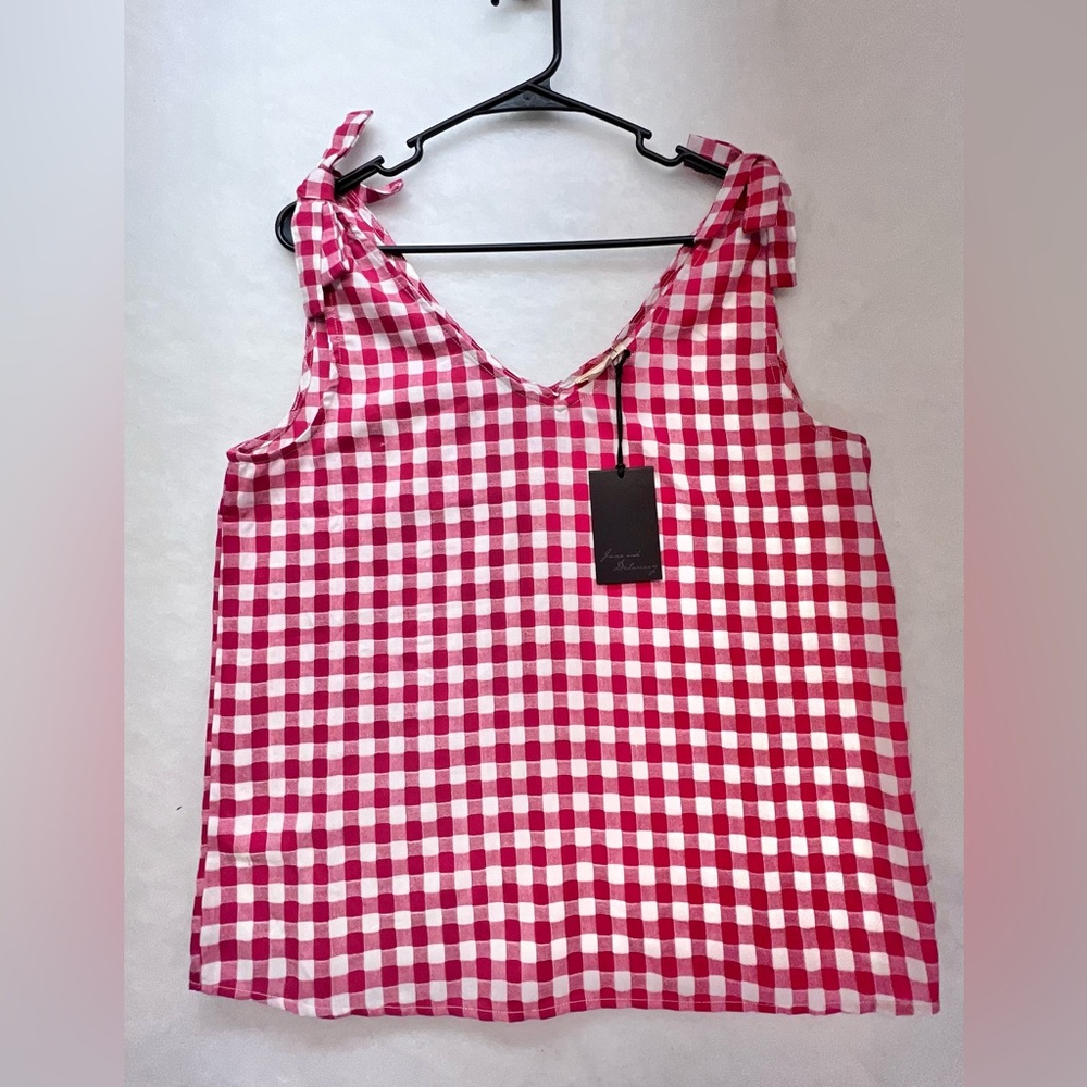 NWT Jane‎ Delancey Red Checked Gingham Tank Top SZ M